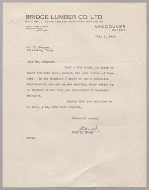 [Letter from John R. Hecht to Isaac H. Kempner, July 9, 1945]