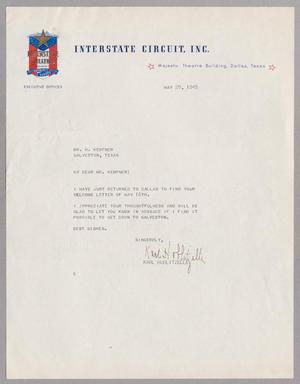 [Letter from Karl Hoblitzelle to Isaac H. Kempner, May 29, 1945]