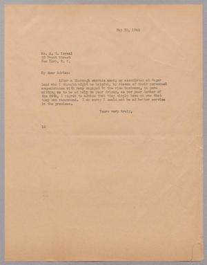 [Letter from I. H. Kempner to Adrian C. Israel, May 30, 1945]