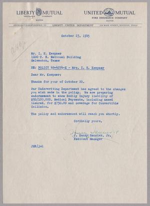 [Letter from J. Henry Saucier, Jr. to I. H. Kempner, October 23, 1945]