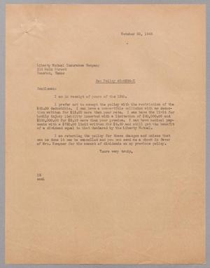 [Letter from I. H. Kempner to Liberty Mutual Insurance Company, October 20, 1945]