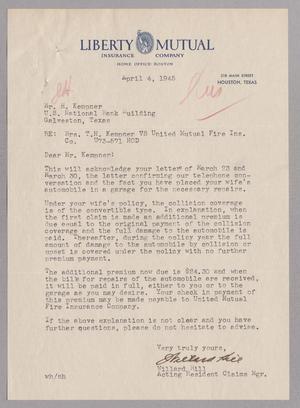 [Letter from Willard Hill to I. H. Kempner, April 4, 1945]