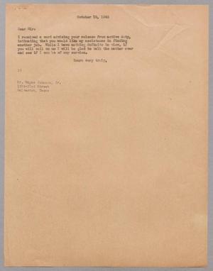 [Letter from I. H. Kempner to Wayne Johnson, Jr., October 19, 1945]