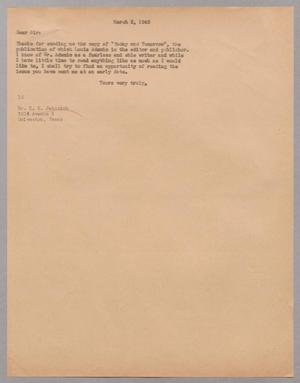 [Letter from I. H. Kempner to K. D. Jakovich, March 2, 1945]