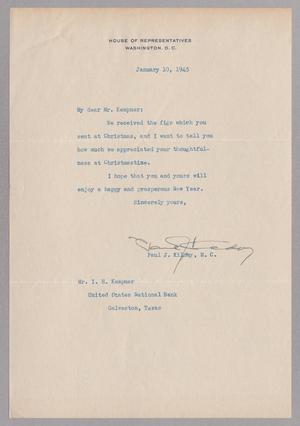 [Letter from Paul J. Kilday to I. H. Kempner, January 10, 1945]