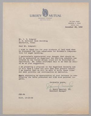 [Letter from J. Henry Saucier, Jr. to I. H. Kempner, December 12, 1945]