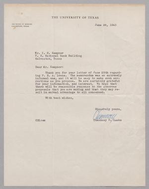 [Letter from Chauncey D. Leake to I. H. Kempner, June 26, 1945]