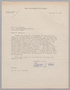 [Letter from Chauncey D. Leake to Isaac H. Kempner, February 8, 1945]