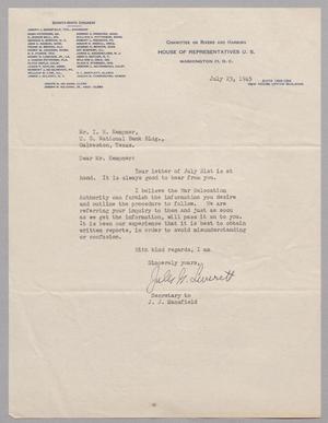 [Letter from Jules Leverett to I. H. Kempner, July 23, 1945]