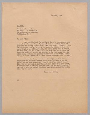 [Letter from I. H. Kempner to Jules Leverett, July 21, 1945]