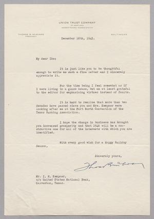 [Letter from Thomas B. McAdams to Isaac H. Kempner, December 18, 1945]