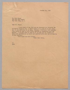 [Letter from I. H. Kempner to Karl Meyer, October 24, 1945]