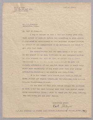 [Letter from Karl Meyer to I. H. Kempner, October 21, 1945]