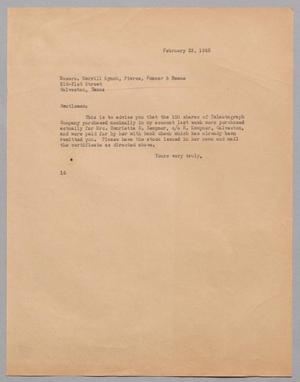 [Letter from I. H. Kempner to Messrs. Merrill Lynch, Pierce, Fenner, & Beane, February 23, 1945]