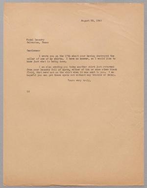 [Letter from I. H. Kempner to Model Laundry, August 23, 1945]