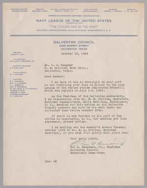 [Letter from Gus A. Amundsen, Jr. to I. H. Kempner, October 19. 1945]