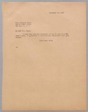 [Letter from Isaac H. Kempner to Florence Nagle, September 15, 1945]