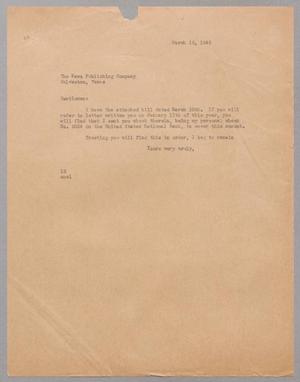 [Letter from I. H. Kempner to The News Publishing Company, March 15, 1945]