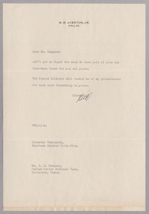 [Letter from W. W. Overton, Jr. to I. H. Kempner, December 20, 1945]