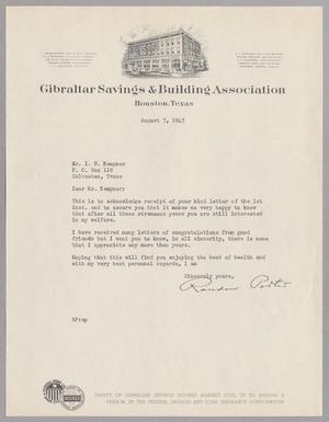 [Letter from Randon Porter to I. H. Kempner, August 7, 1945]