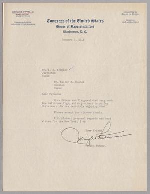 [Letter from Wright Patman to I. H. Kempner and Walter F. Woodul, January 2, 1945]
