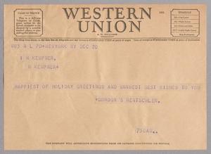 [Telegram from Gordon S. Rentschler to Isaac H. Kempner, December 20]