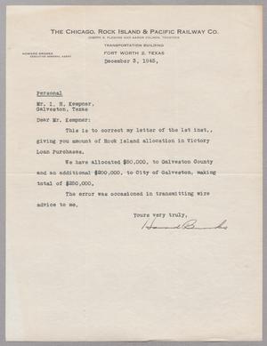 [Letter from Howard Brooks to I. H. Kempner, December 3, 1945]