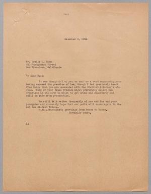 [Letter from I. H. Kempner to Leslie L. Roos, December 5, 1945]