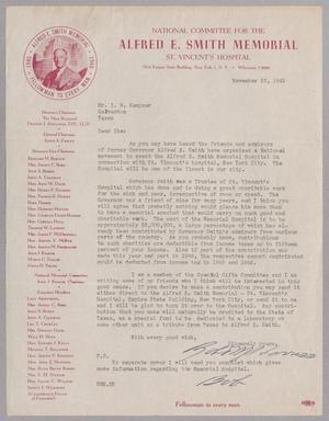 [Letter from the Alfred E. Smith Memorial Committee to Isaac H. Kempner, November 23, 1945]