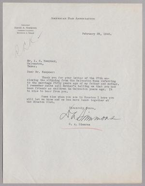 [Letter from David A. Simmons to Isaac H. Kempner, February 28, 1945]