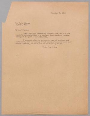 [Letter from Isaac H. Kempner to F. K. Stevens, December 31, 1945]