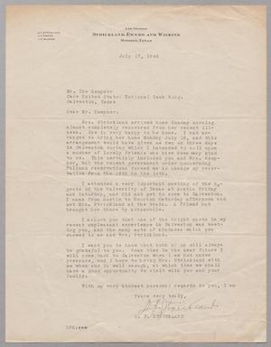 [Letter from D. F. Strickland to I. H. Kempner, July 17, 1945]
