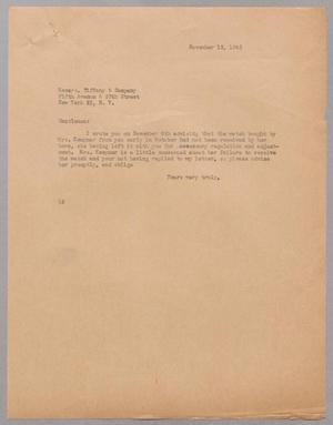 [Letter from Isaac H. Kempner to Tiffany & Company, November 15, 1945]