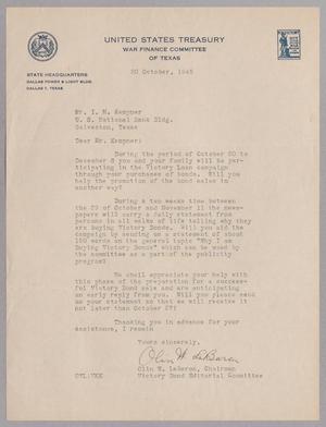 [Letter from Olin W. LeBaron to I. H. Kempner, October 20, 1945]