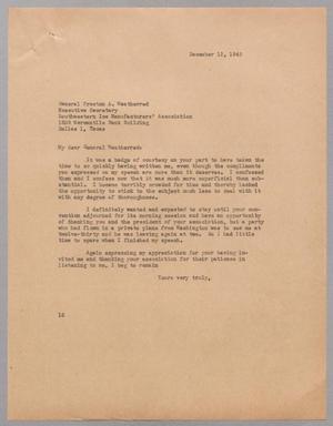[Letter from I. H. Kempner to General Preston A. Weatherred, December 12, 1945]