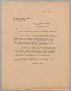 [Letter from I. H. Kempner to National Refugee Service, Inc., July 24, 1945]