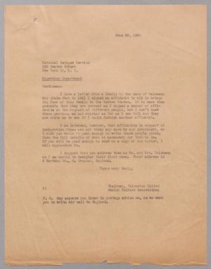 [Letter from I. H. Kempner to National Refugee Service, June 29, 1945]