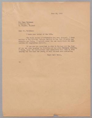[Letter from I. H. Kempner to Heny Waldmann, June 29, 19445]