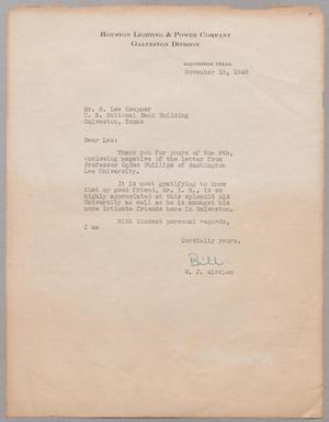 [Letter from William J. Aicklen to Robert Lee Kempner, November 10, 1948]