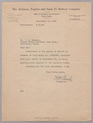 [Letter from H. B. Fink to Isaac H. Kempner, September 23, 1948]