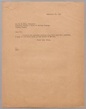 [Letter from Isaac H. Kempner to H. B. Fink, September 21, 1948]