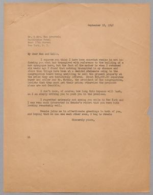 [Letter from I. H. Kempner to Max and Lalla Arnstein, September 18, 1948]