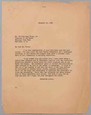 [Letter from Isaac H. Kempner to William Gage Brady, Jr., December 22, 1948]