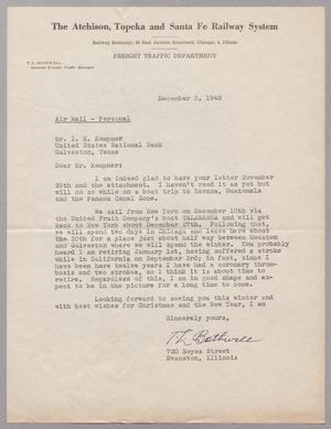 [Letter from T. L. Bothwell to I. H. Kempner, December 3, 1948]