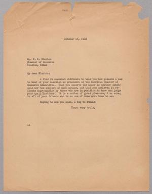 [Letter from Isaac H. Kempner to W. N. Blanton, October 15, 1948]
