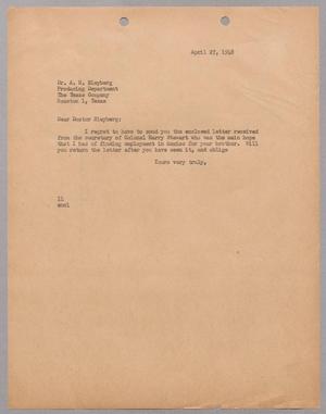 [Letter from I. H. Kempner to Dr. A. H. Bleyberg, April 27, 1948]