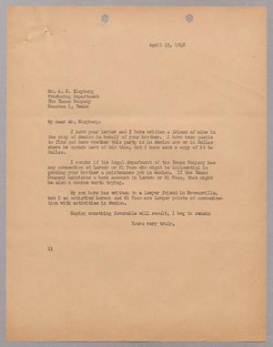 [Letter from I. H. Kempner to A. H. Bleyberg, April 23, 1948]