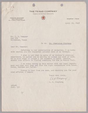 [Letter from A. H. Bleyberg to I. H. Kempner, April 22, 1948]