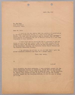 [Letter from I. H. Kempner to Max Baum, April 12, 1948]