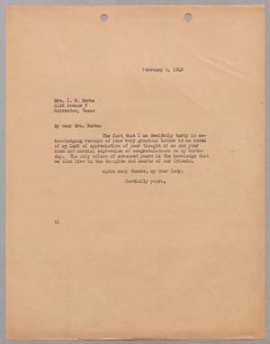 [Letter from Isaac H. Kempner to I. E. Burka, February 2, 1948]